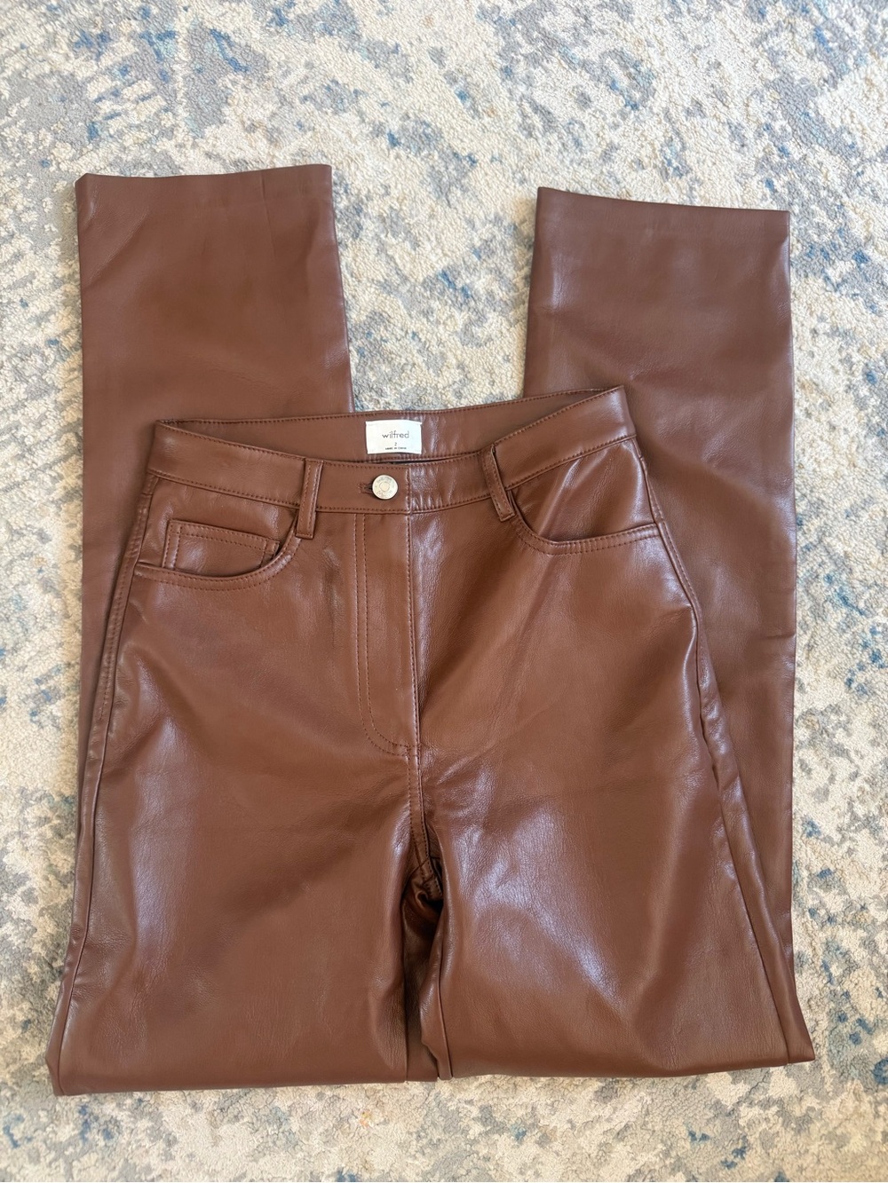 Aritiza Wilfred Faux Leather Brown Women’s Pants